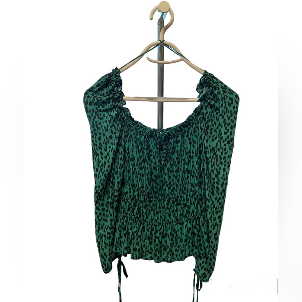 Top shop green leopard print top